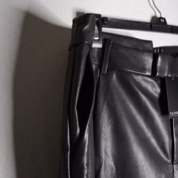 ELOQUII Women's Black Faux Leather Straight Leg with Split Hem Pants Size 22 NWT - Picture 7 of 11